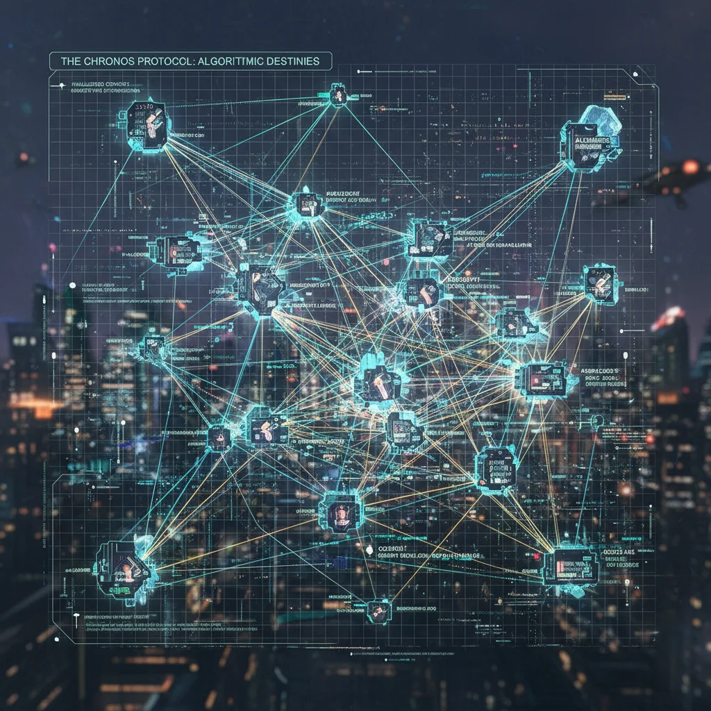 Intricate cybernetic diagram illustrating complex branching narrative choices in video games.