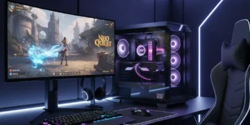 Modern budget gaming PC setup with vibrant RGB lighting and high-performance display.