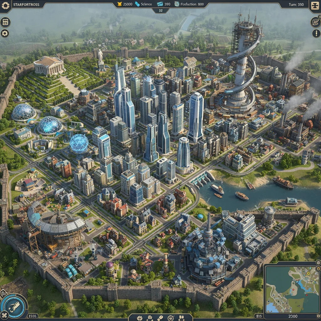 Intricate city planning and development in Civilization: New Era, demonstrating urban growth and strategic placement.