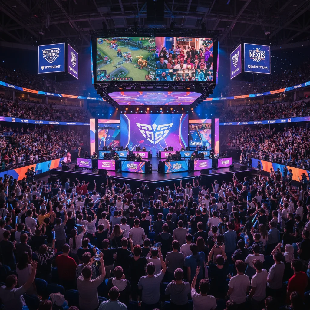 Esports tournament in full swing, highlighting fan engagement and professional gaming.