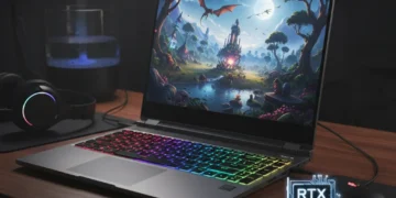 Modern gaming laptop with RTX 4070 graphics, under £2,000 budget
