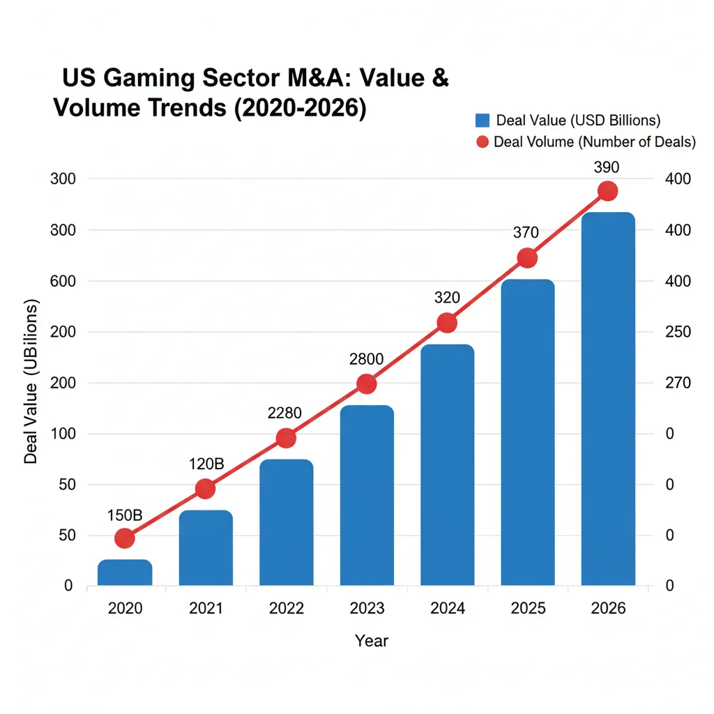 Graph illustrating increasing M&A deal values and volumes in US gaming.