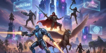 Futuristic video game characters converging, representing anticipated Holiday 2026 releases.