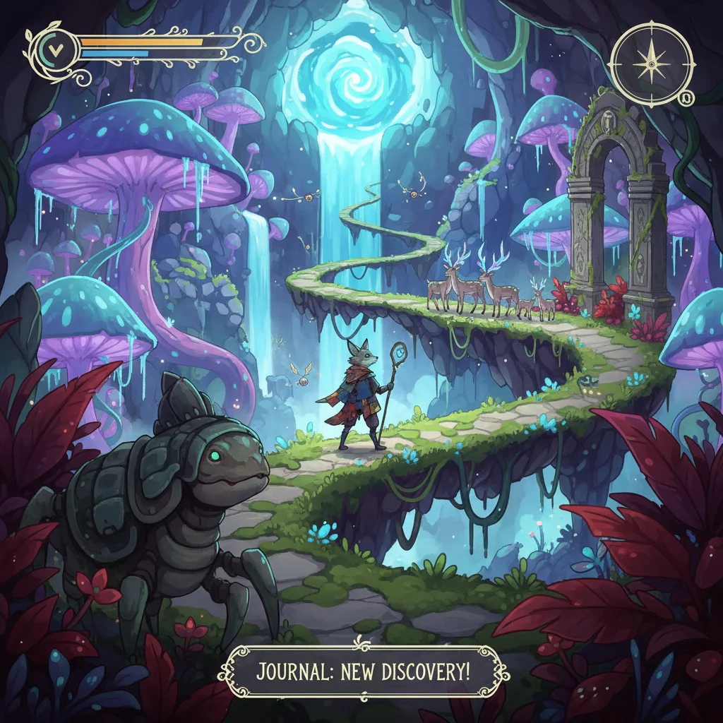 A vibrant screenshot of an indie adventure game, showcasing a unique character in a fantastical world, representing one of the underrated Q1 games.
