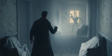 Protagonist with flashlight in a spooky mansion, representing indie horror gems 2026