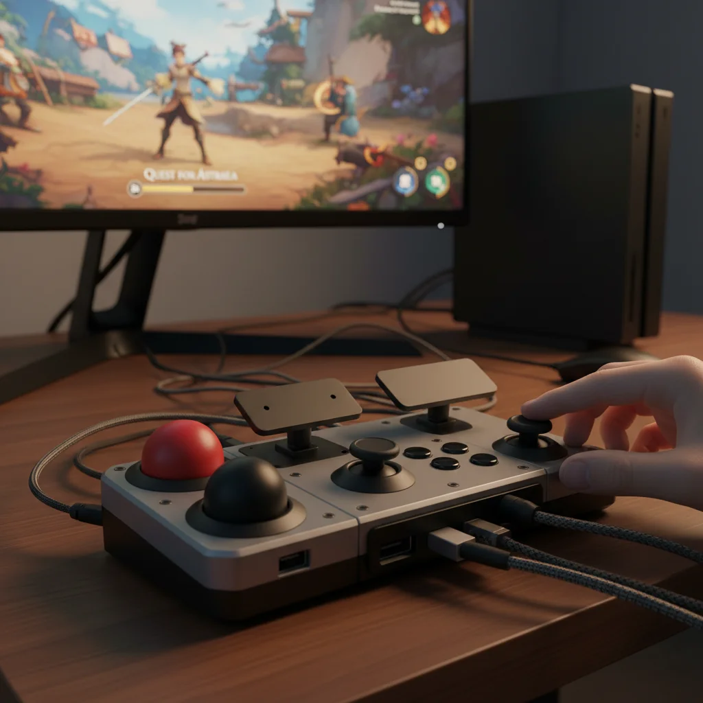 Modular adaptive gaming controller with customisable buttons for diverse needs.
