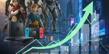 Vibrant collage of 2010s retro game characters and consoles, depicting a 40% player resurgence in 2026.