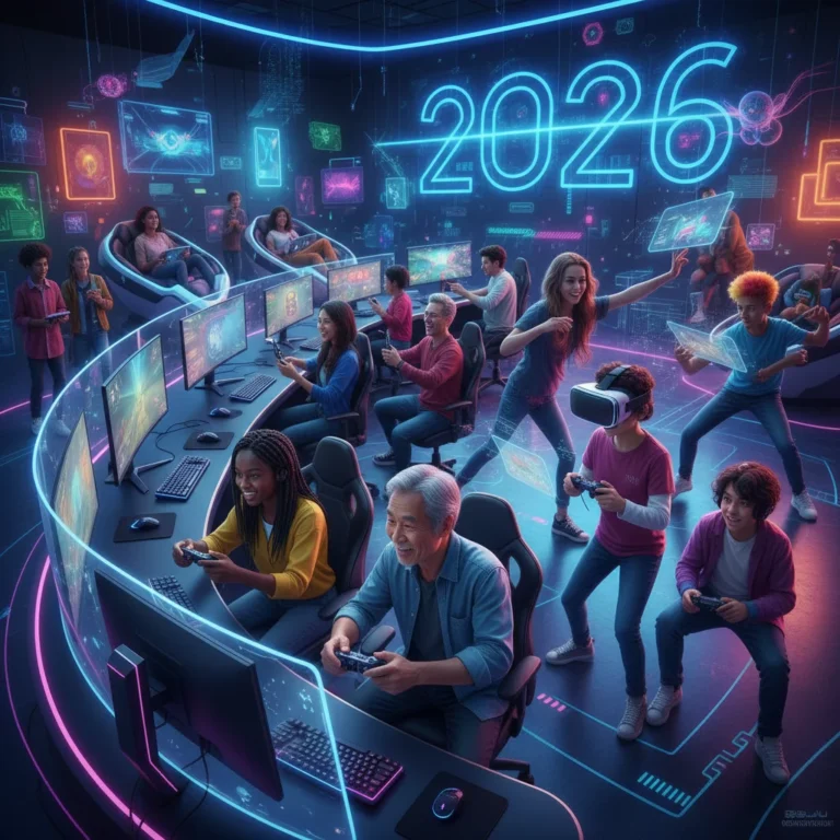 Diverse US gamers exploring various platforms in 2026, reflecting demographic shifts.