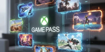 Xbox Game Pass logo with diverse game thumbnails and '2026' indicating future releases.