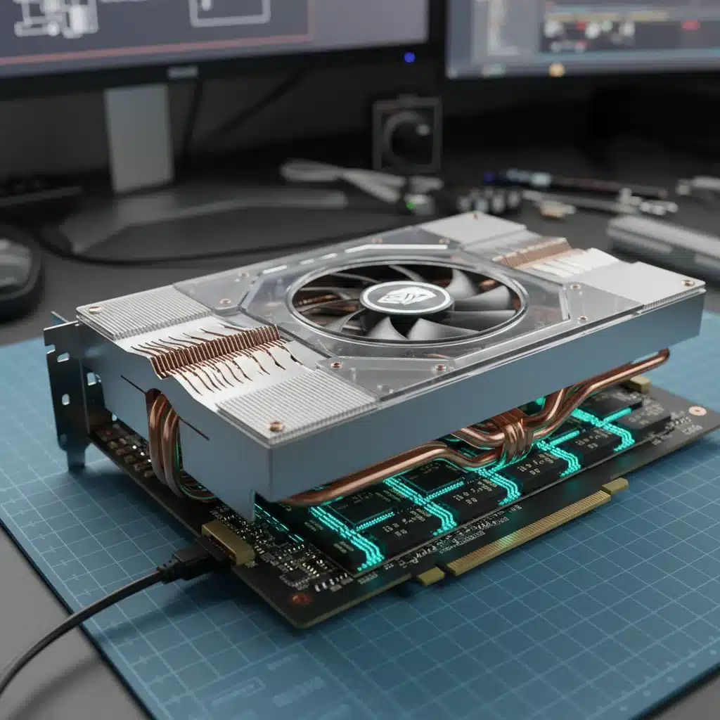 Close-up of a high-performance, next-generation graphics processing unit (GPU) for gaming.