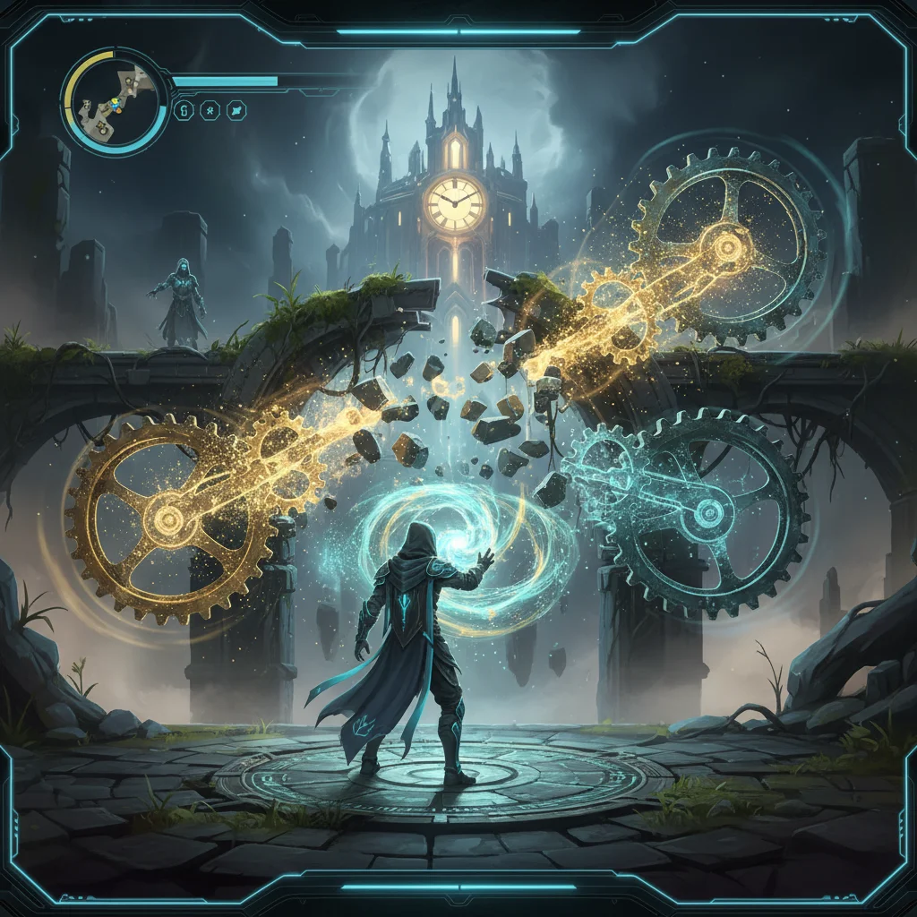 Screenshot of 'Chrono-Shift Labyrinth' showcasing time manipulation puzzle mechanics.