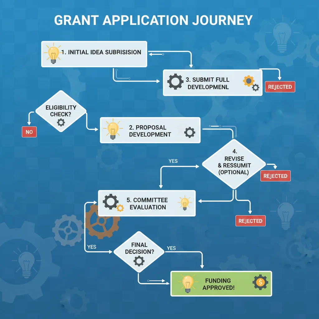 Infographic detailing the US government game innovation grant application process