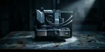 Future-Proof Your Setup: Essential Tech & Gear for Modern Gaming High-performance gaming PC components, including a modern GPU, CPU cooler, and RAM, dramatically lit on a steel workbench, emphasizing their interconnected roles in a gaming rig.