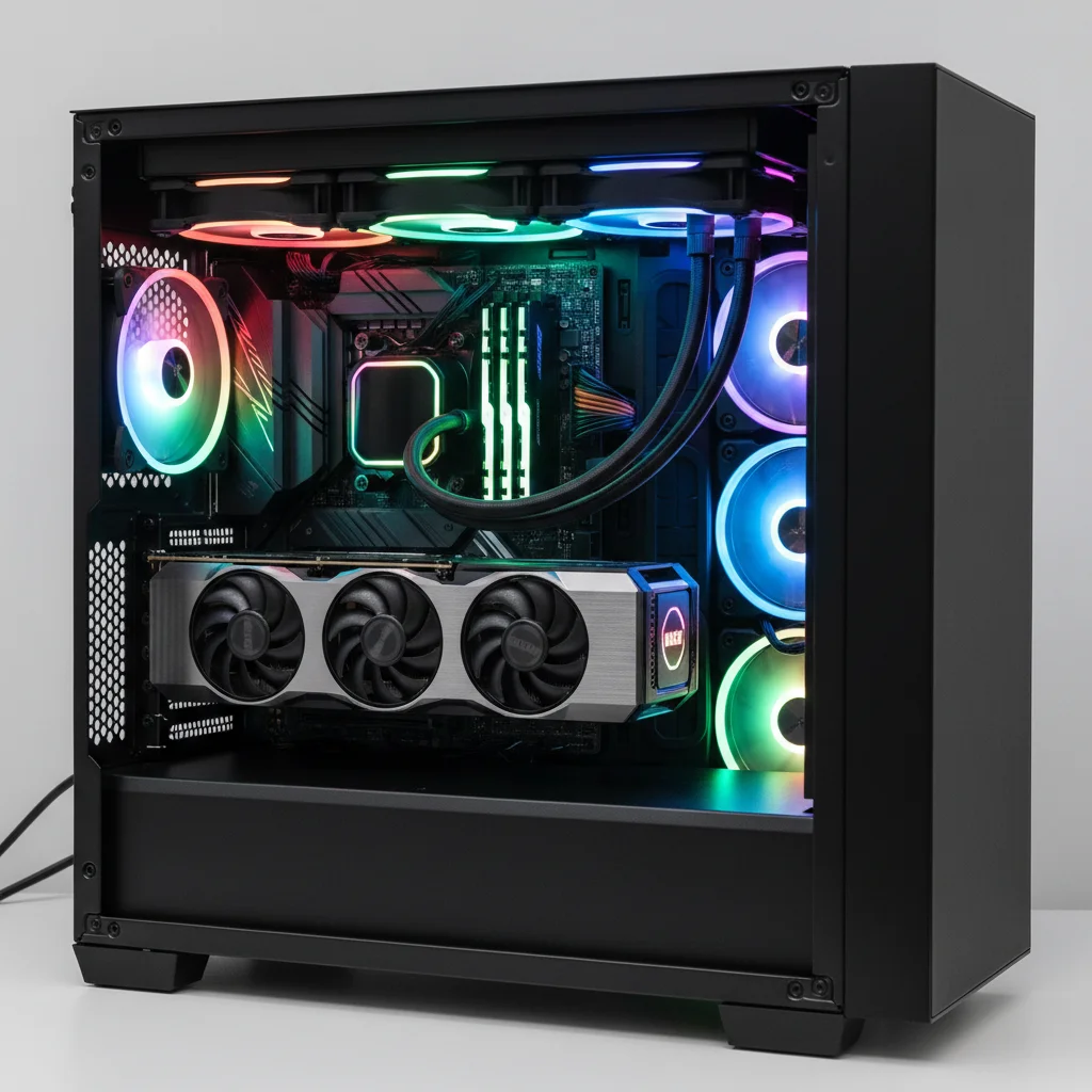 Immaculate gaming PC interior after thorough cleaning, demonstrating enhanced airflow and aesthetics.