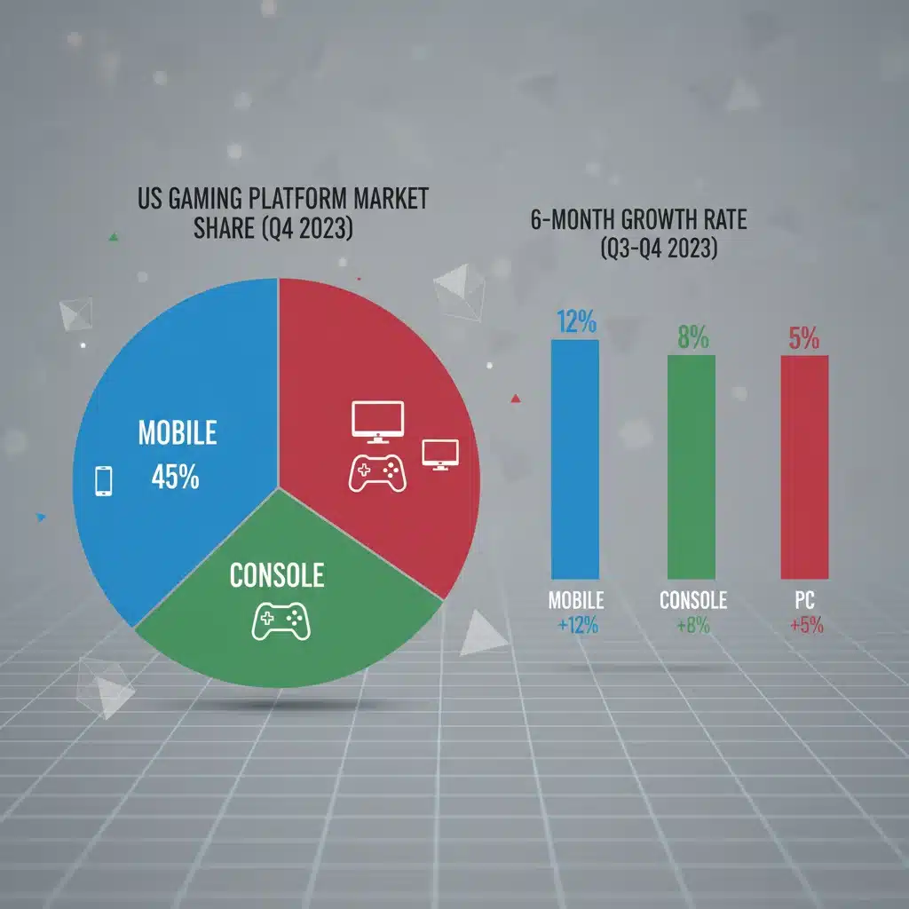 Infographic showing US gaming platform market share and growth rates over six months.