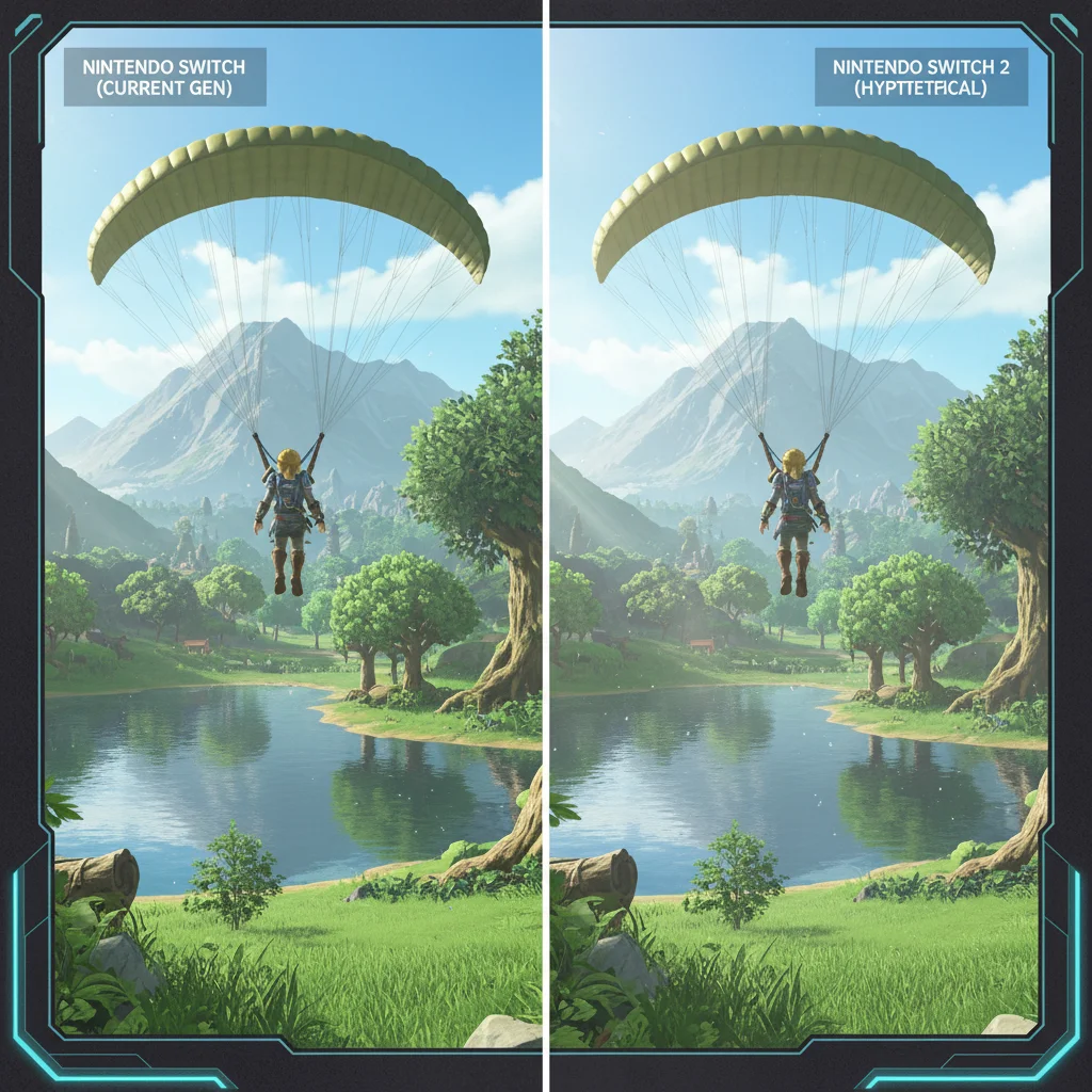 Graphical comparison between current Nintendo Switch and anticipated Nintendo Switch 2 game visuals.